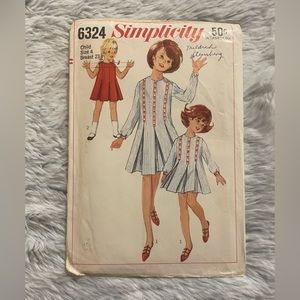 CUT 1965 RARE VINTAGE Simplicity Children’s Dress sewing pattern #6324